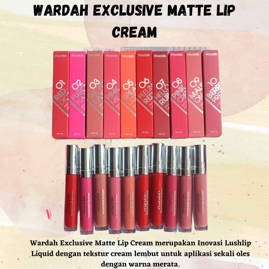 TERBARU!! Wardah Exclusive Matte Lip Cream Banyak Pilihan Warna Yang Cocok