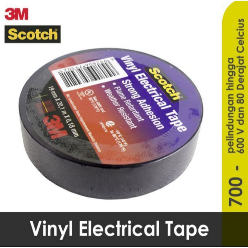 

3M scotch selotip kabel listrik 18mm tahan panas vinyl tape 700