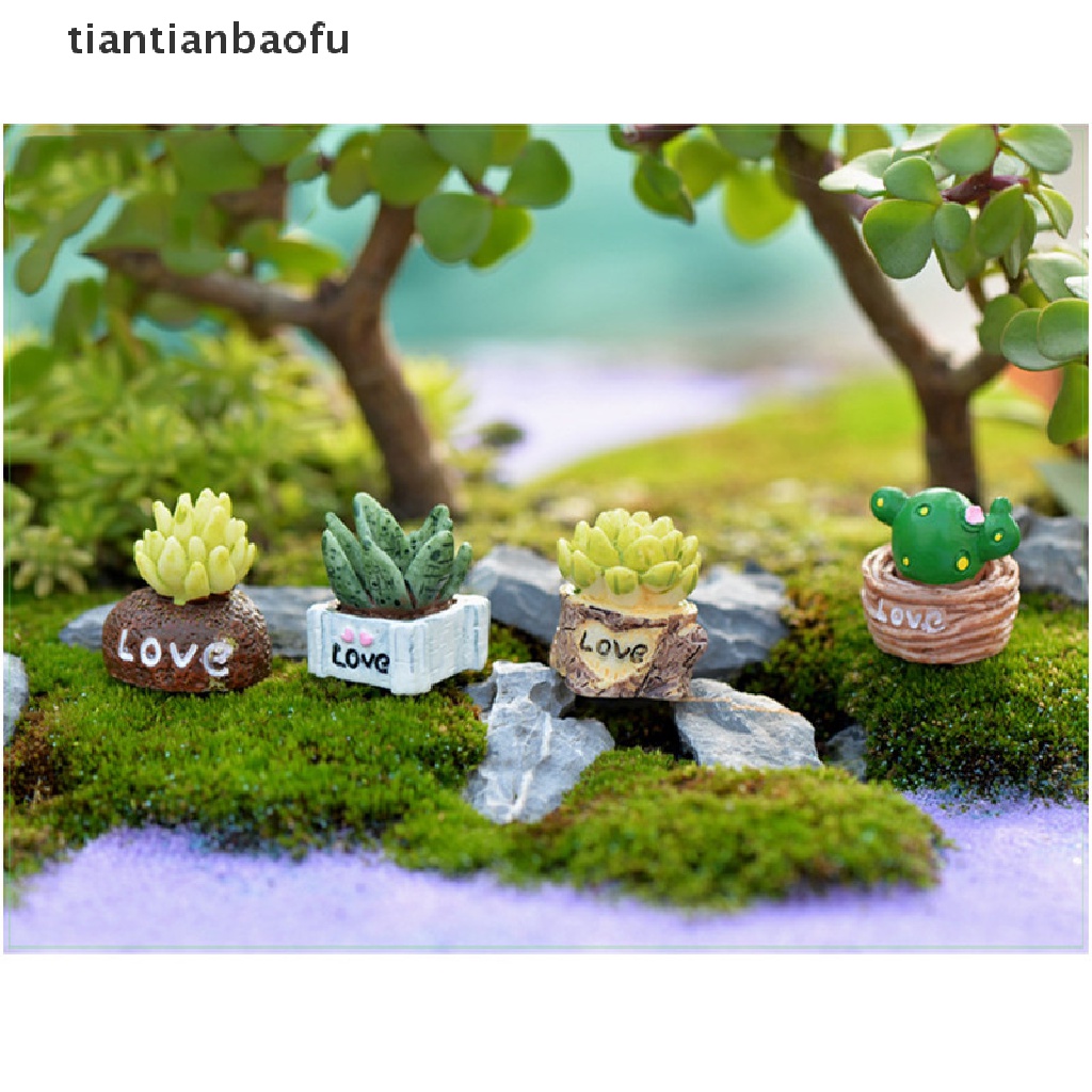 [tiantianbaofu] 4Pcs Plant DIY Resin Fairy Garden Craft Decoration Miniature Micro Gnome Terrarium Gift Boutique