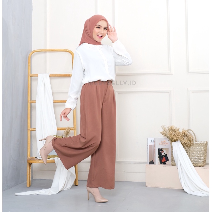 Celana Rok bawahan wanita cutbray kulot shakila with zipper ootd hijab kekinian-1