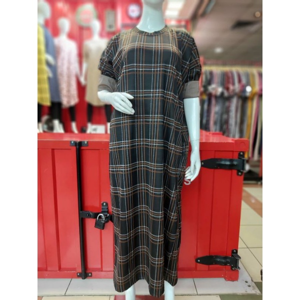 GAMIS TERLARIS ADEM/GAMIS KEkINIAN/GAMIS MOTIF KOTAK HITAM PERMIUM