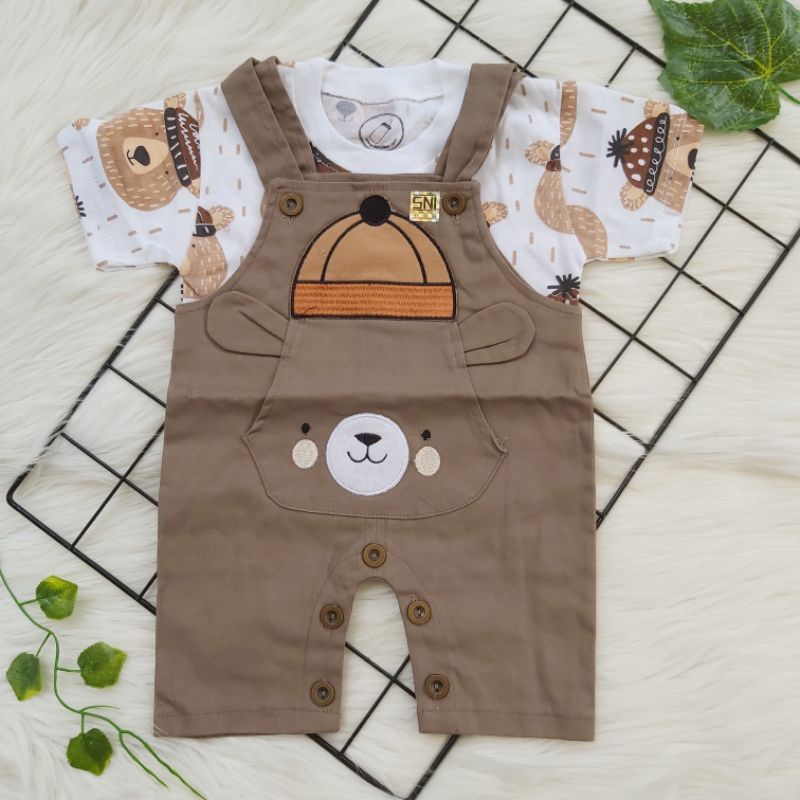 Baju setelan Kaos baju baby kodok Gambar beruang kacamata lucu fashion bayi