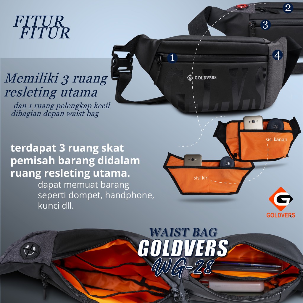 Tas Selempang anti Air  Waistbag Pria Tas Pinggang Pria Berkualitas Waterproff - KREATIVO