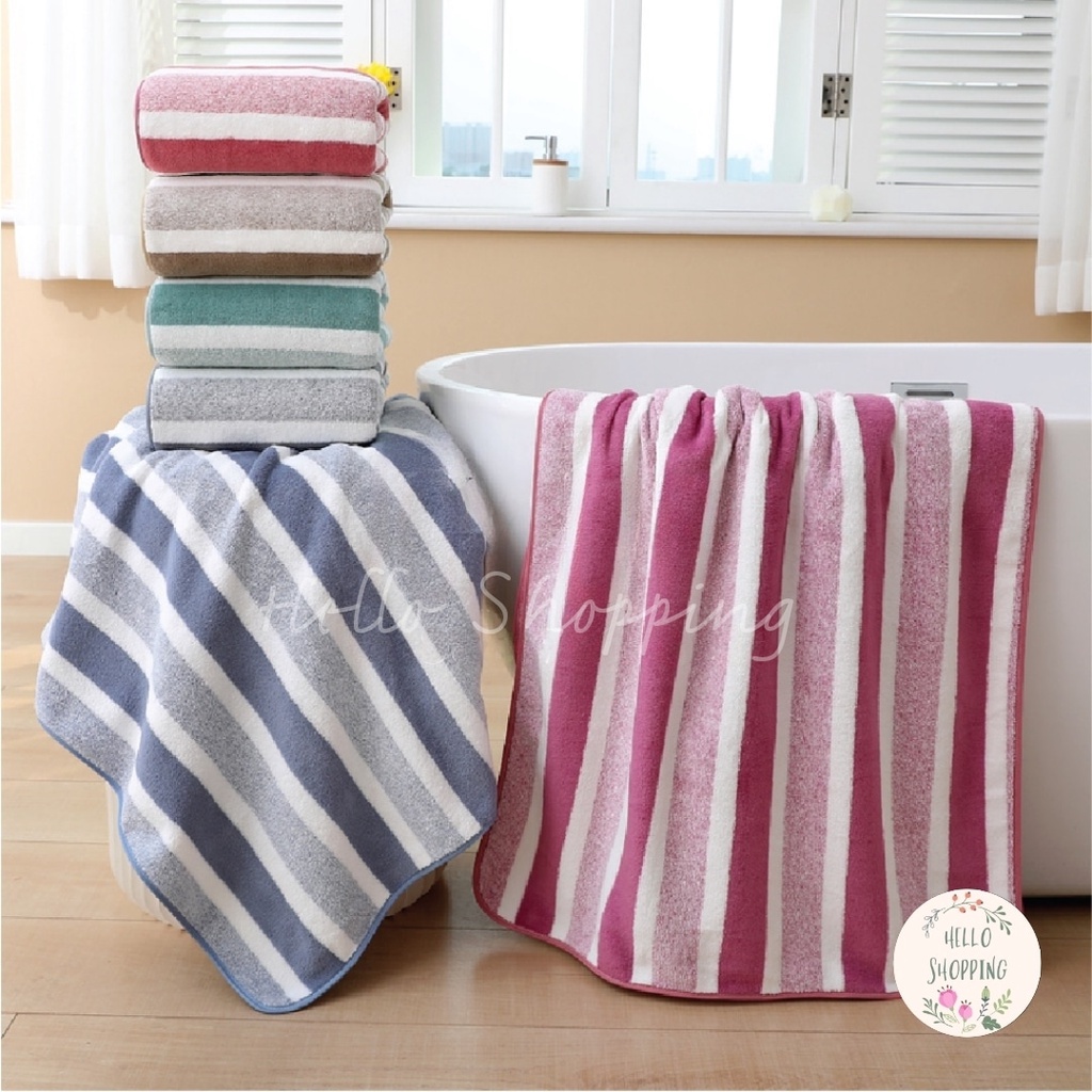 Handuk mandi Dewasa 70x140cm Salur Besar New handuk dewasa big star daya serap tinggi dan lembut Import