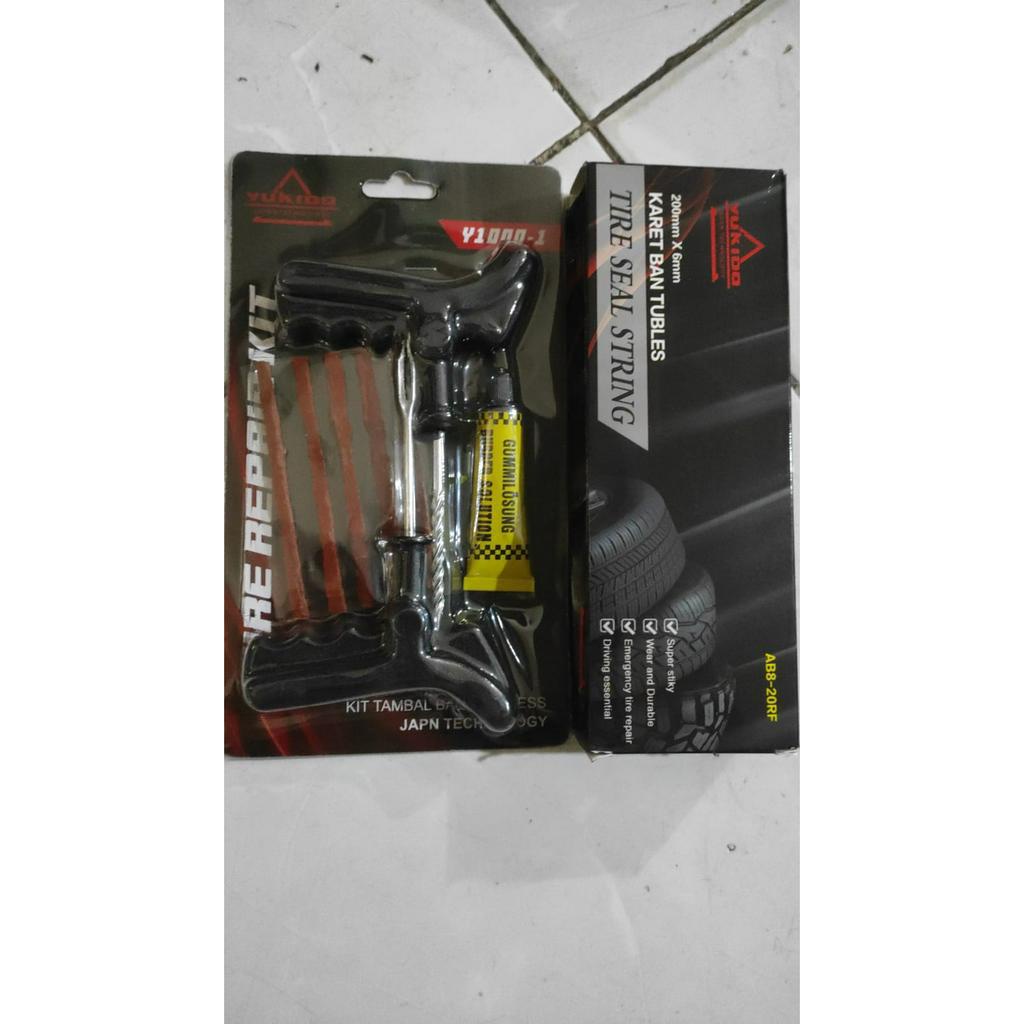 YUKIDO 7pcs (1 Set) - Alat Tambal Ban Tubles Motor Mobil HARGA PROMO Alat Tambal Ban Tubles Set Tubeless Ban Bocor Motor Mobil