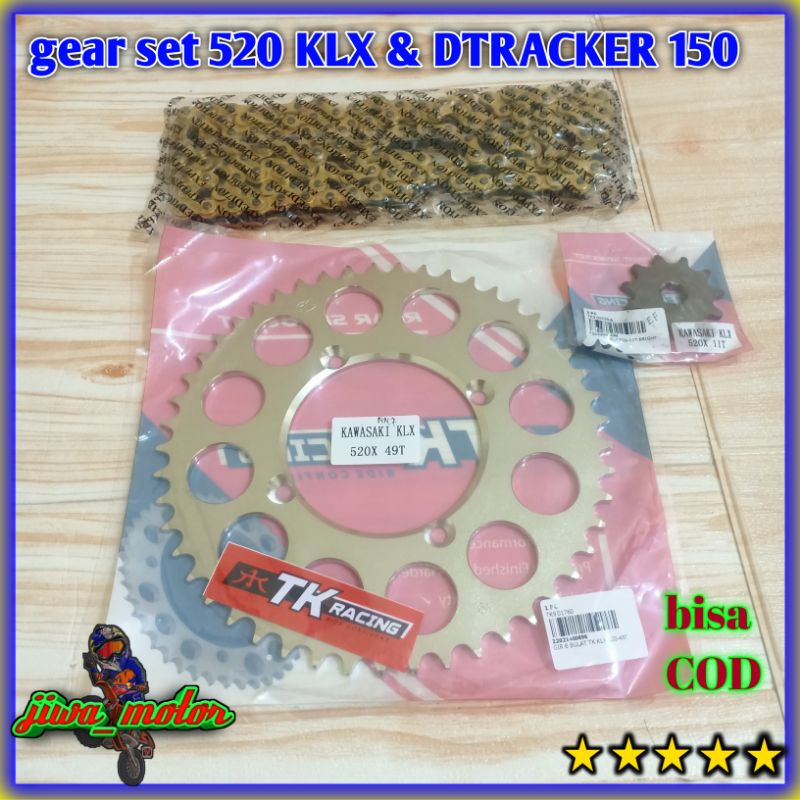 gear gir set 520 klx dtracker 150 TK racing gir set klx dtracker 520 ukuran depan 11 12 13 14 belaka