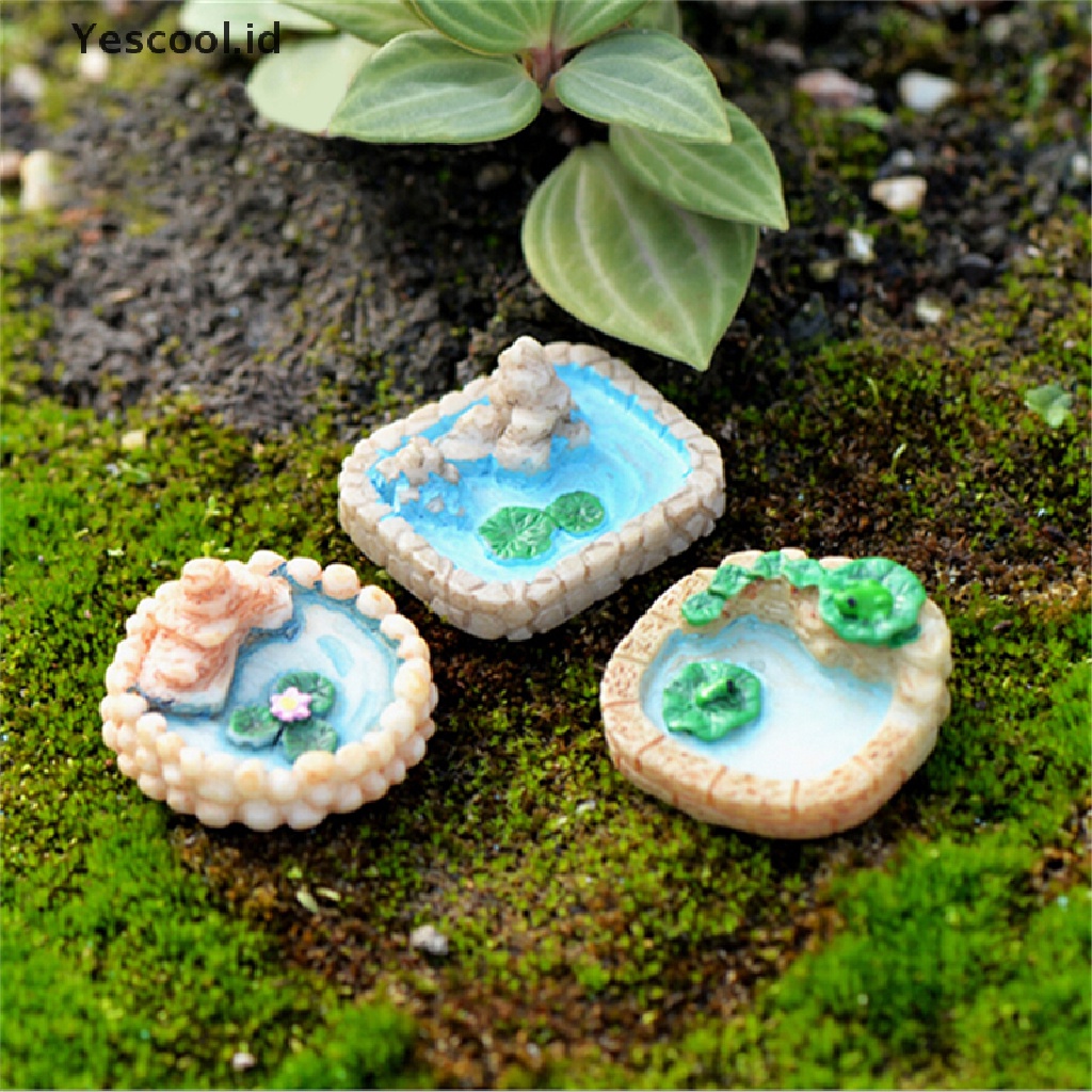 1 Pc Ornamen Kolam Teratai Bahan resin Ukuran Campur Untuk Dekorasi Taman