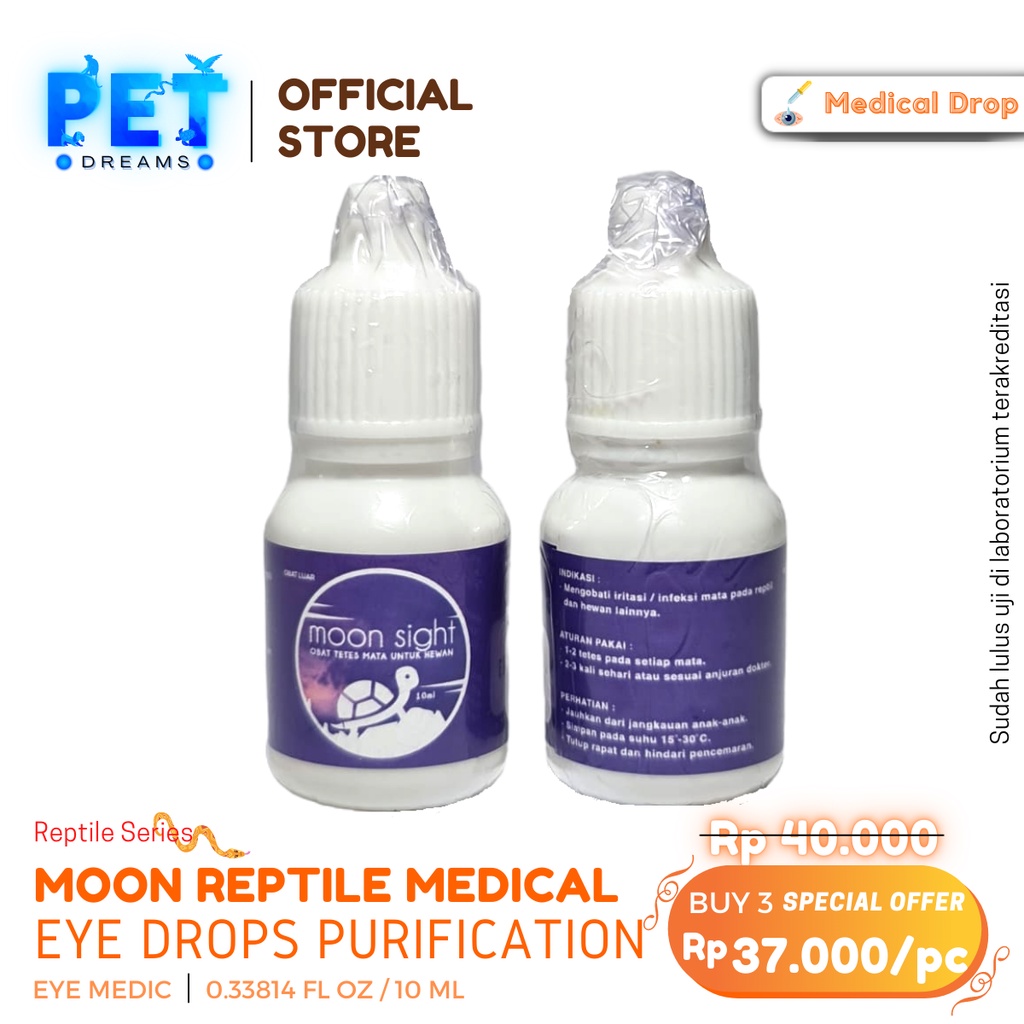 PROMO MOON REPTILE OBAT TETES MATA BENGKAK SAKIT MATA INFEKSI REPTIL KURA TORTO SULCATA PARDALIS