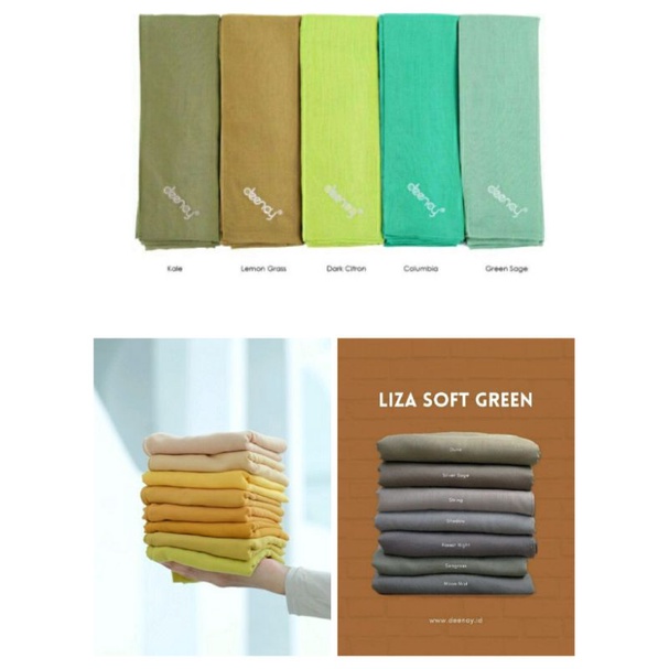 HIJAB DEENAY LIZA GREEN SERIES (GREEN SAGE COLUMBIA DARK CITRON LEMON GRASS KALE) LIZA SOFT GREEN SE