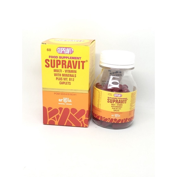 Jual Supravit Kaplet Multivitamin Dan Mineral Plus B12 Isi 60 Kaplet ...