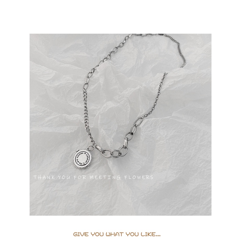 Eropa dan Amerika niche desain bulat merek gajah liontin kalung wanita hip hop fashion ins sederhana