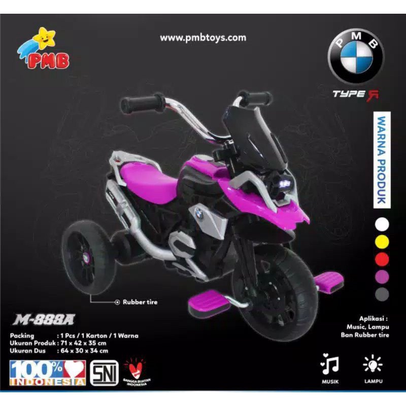 Sepeda Motor Aki Anak PMB M 888 / M 888A Gowes Mainan Anak Murah Tricycle M888