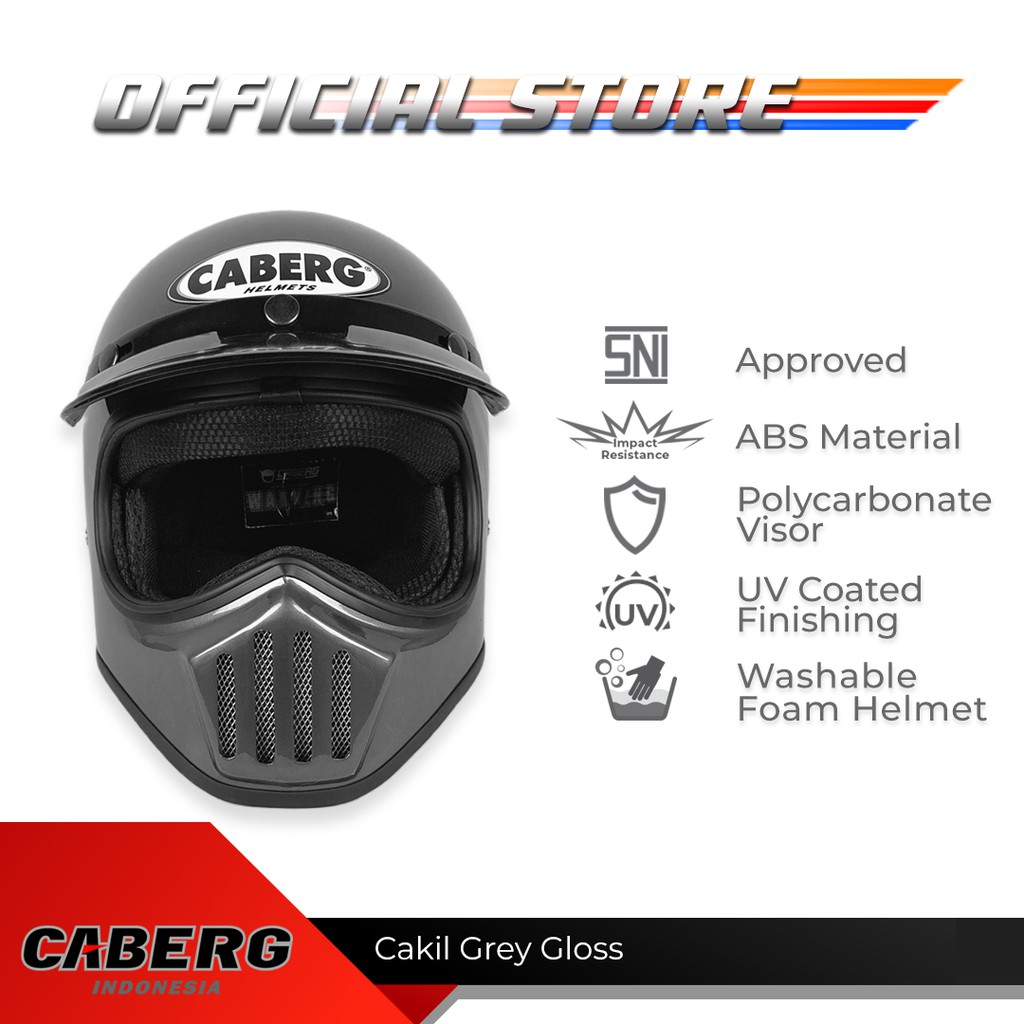 Caberg Helm Cakil Solid Grey Gloss Full Face
