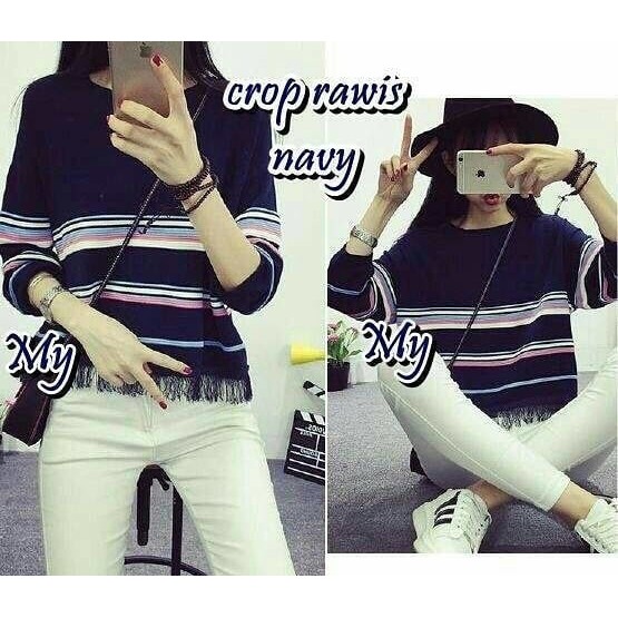 [PROMO]        Grosir Baju Atasan Rajut Muslim Wanita Hijab Murah / Crop Rawis Kece BM