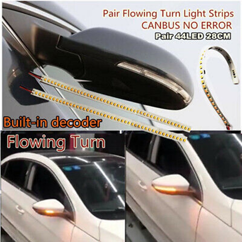 2pcs Lampu strip led Warna amber Untuk Kaca Spion Mobil