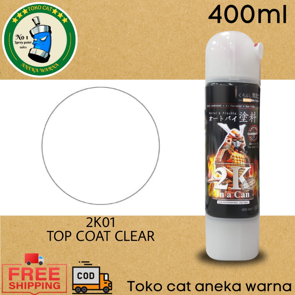 SAMURAI PAINT 2K 2K01 CLEAR SUPER GLOSS BENING TRANSPARAN 400ml CAT SEMPROT SPRAY PAINR PILOK PILOX