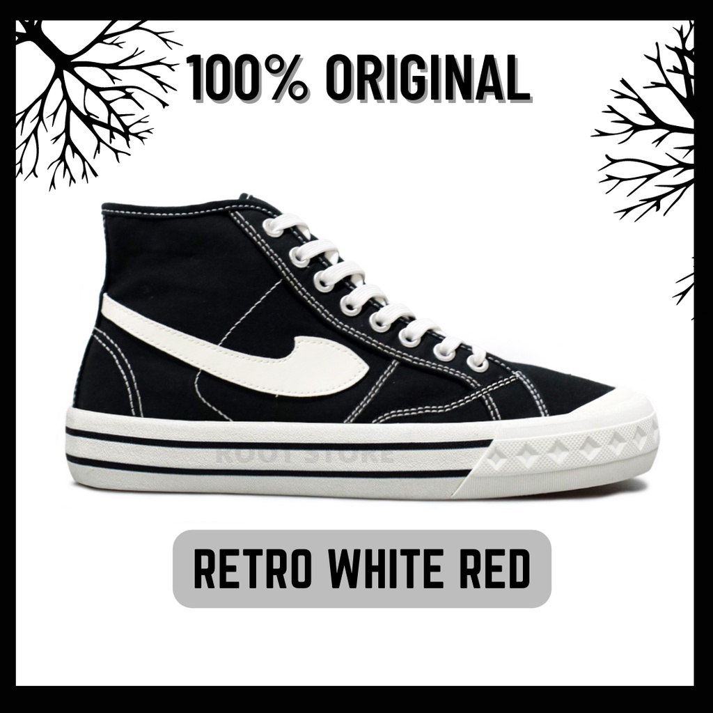 100% Original Sepatu Lokal Casual Black White Hi | Not Compass Retrograde Bw High