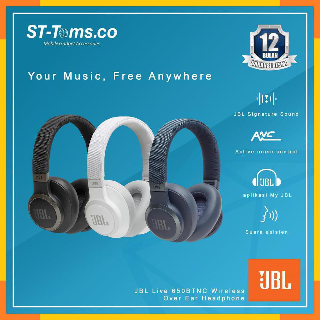 JBL Live 650BTNC Headphone Over-Ear dengan NC Aktif, Driver 40mm, Bluetooth V4.2