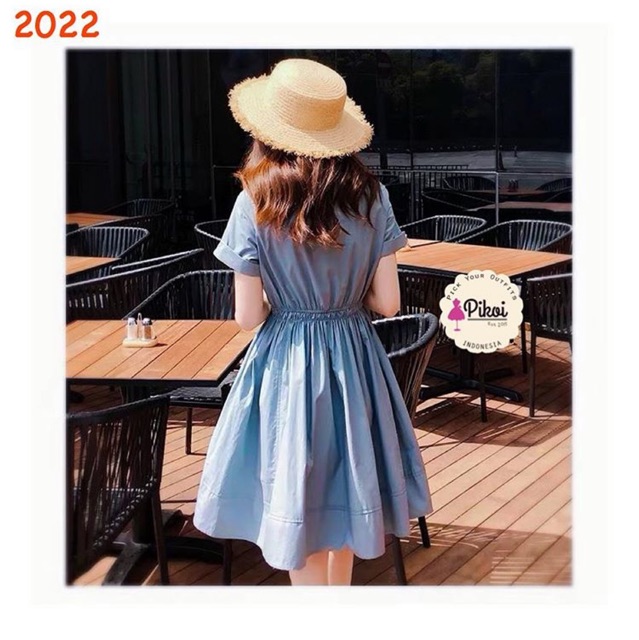 Dress katun murah / dress summer cantik / dress korea lucu / dress pantai / dress biru cantik / 2022