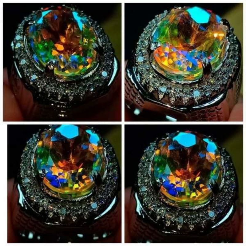 CINCIN BATU PERMATA NATURAL KALIMAYA INDIA MULTI COLOUR PLAYING