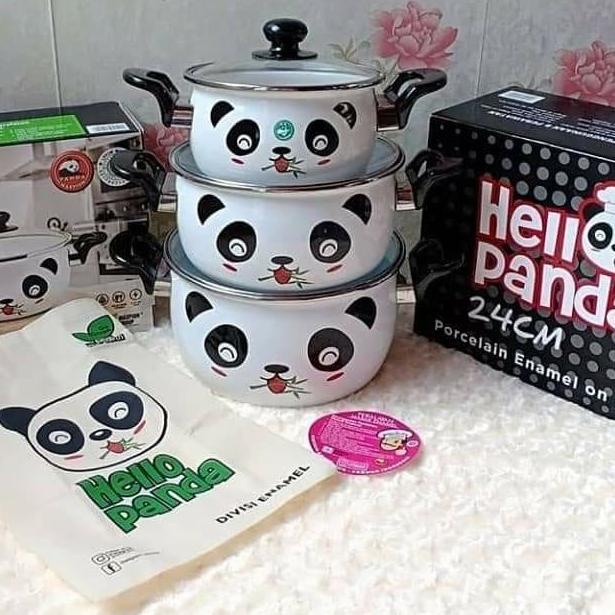 Panci Enamel Hello Panda Maspion 18CM/22CM/24CM HELLOPANDA