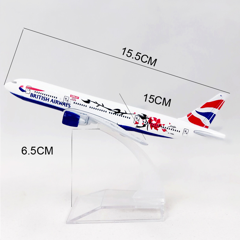 Mainan Model Pesawat Terbang Inggris Airways Plum Blossom Boeing 777 Diecast B777 Ukuran 16cm Dengan Landing Gear