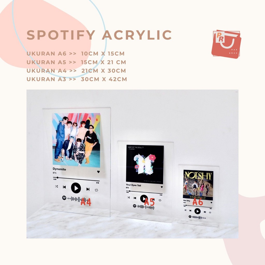 DISC% Custom Acrylic Spotify Song Album Art Dengan Stand Kayu