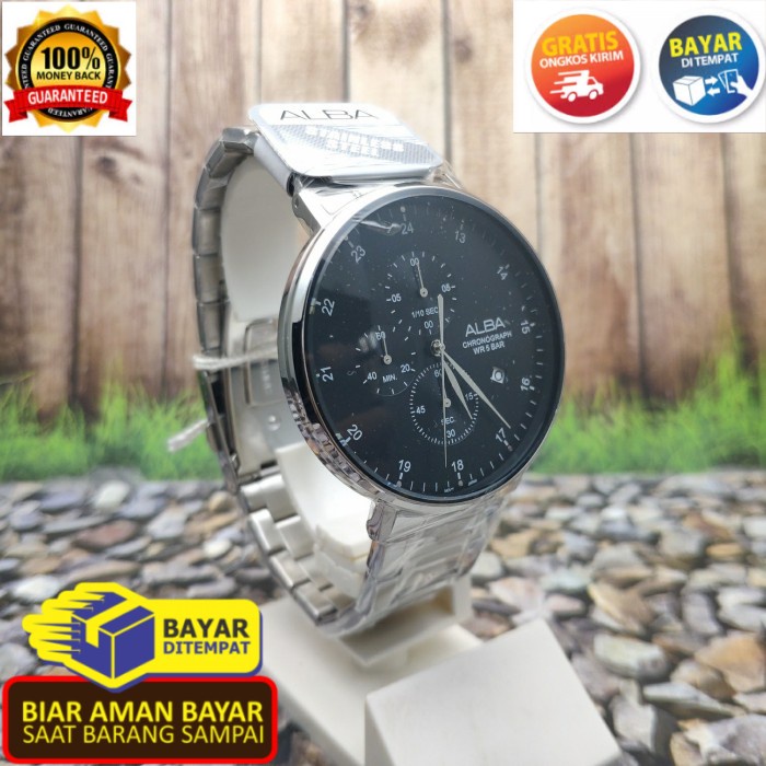 COD Jam Tangan Pria ALBA Chronograph ANALOG Rantai Silver AM3607X1 Original GARANSI KADO KEREN NEW