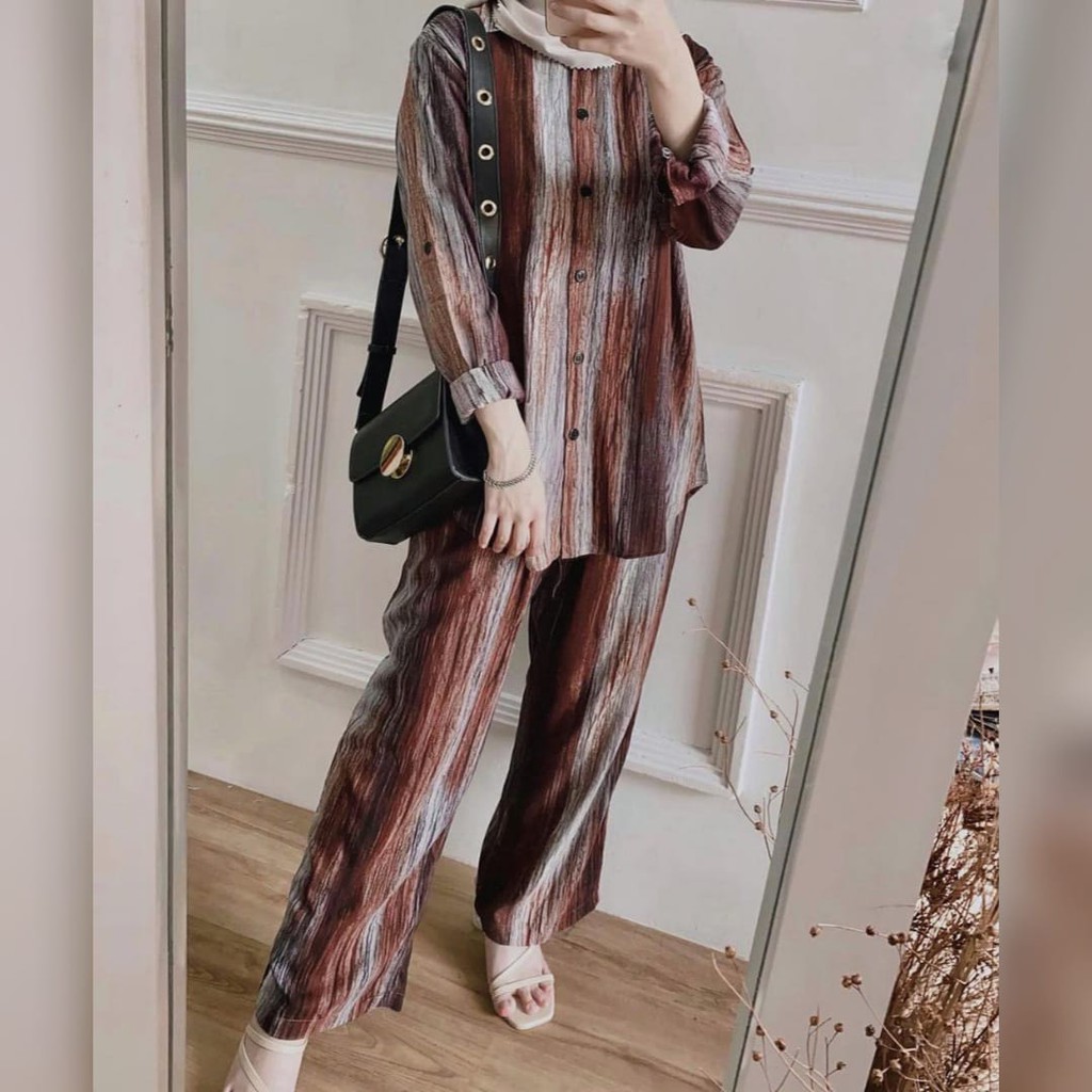 One set Rayon Viscose Busui Ld 100 - 110 Motif Kekinian-BRENDA SET LD102