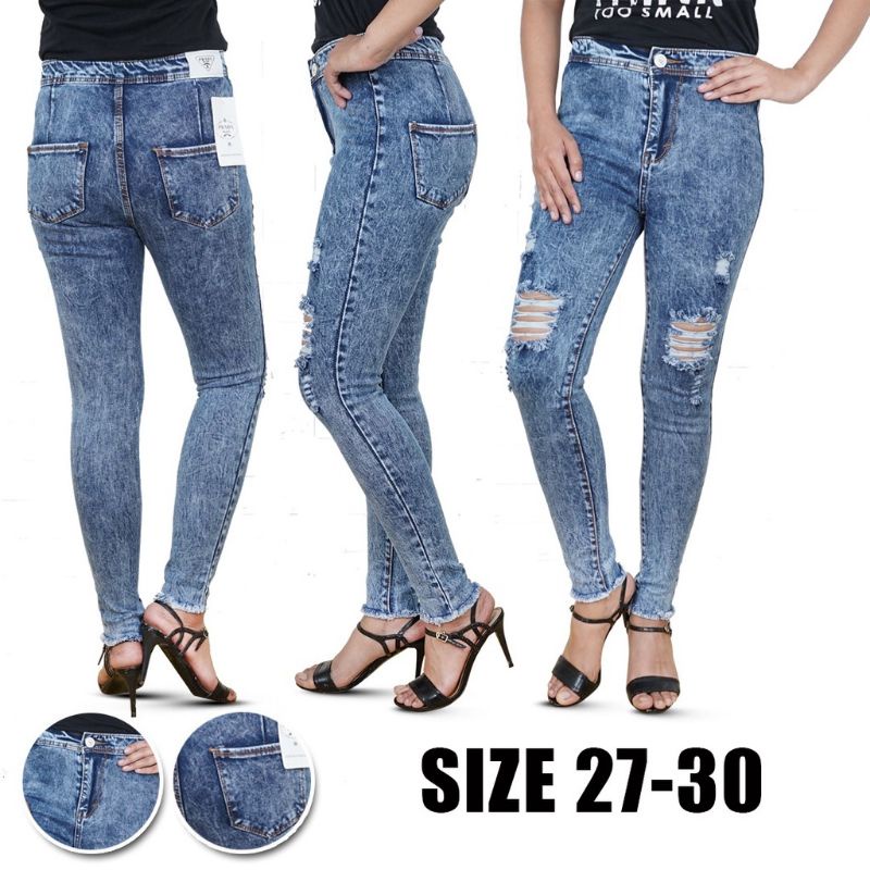 CELANA PANJANG WANITA SOBEK DENIM JUMBO CEWEK KEKINIAN