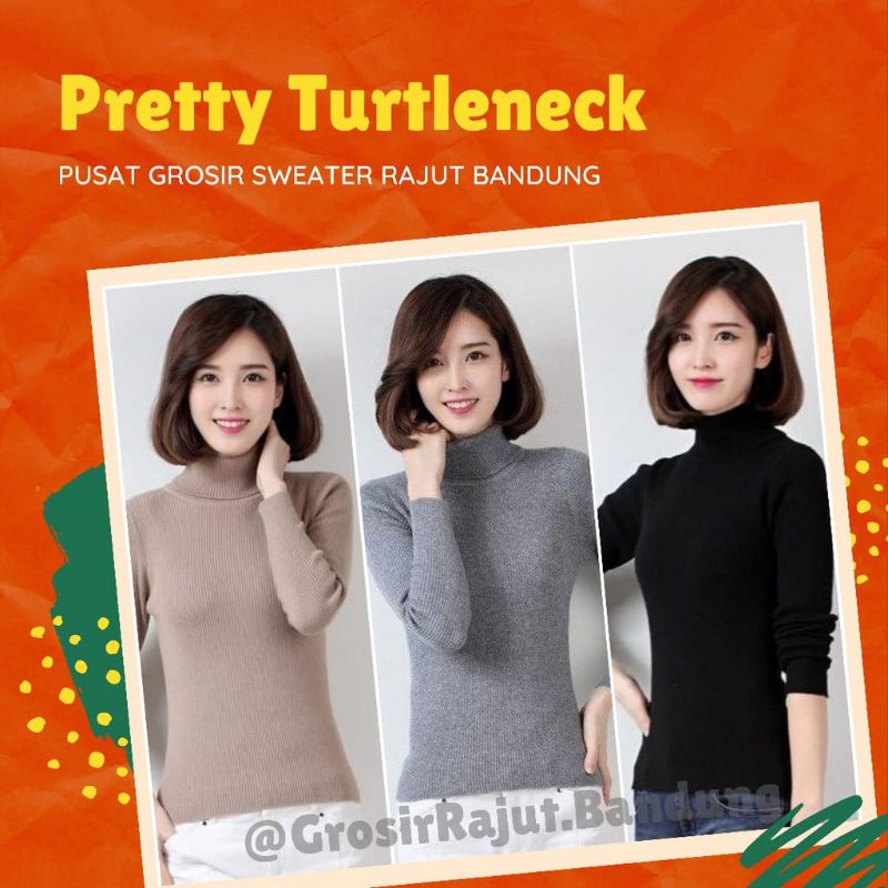 dr.knitwear Pretty Turtleneck Rajut Wanita Kerah Tinggi