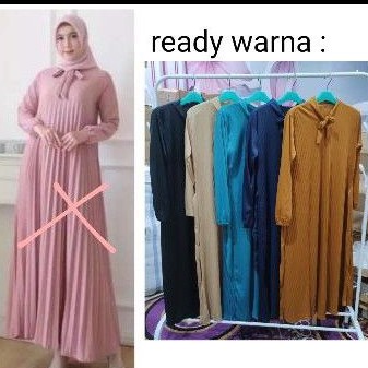 DRESS GAMIS PLISKET LENGAN PANJANG
