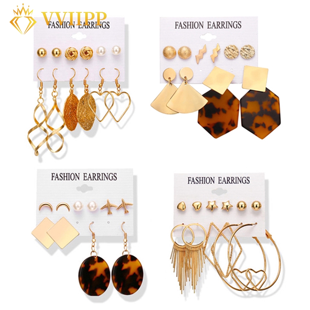 Set Anting Metal Bentuk Hati untuk Hadiah