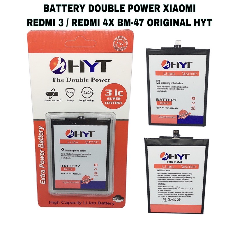 BATTERY DOUBLE POWER XIAOMI REDMI 3 REDMI 4X BM-47 ORIGINAL HYT