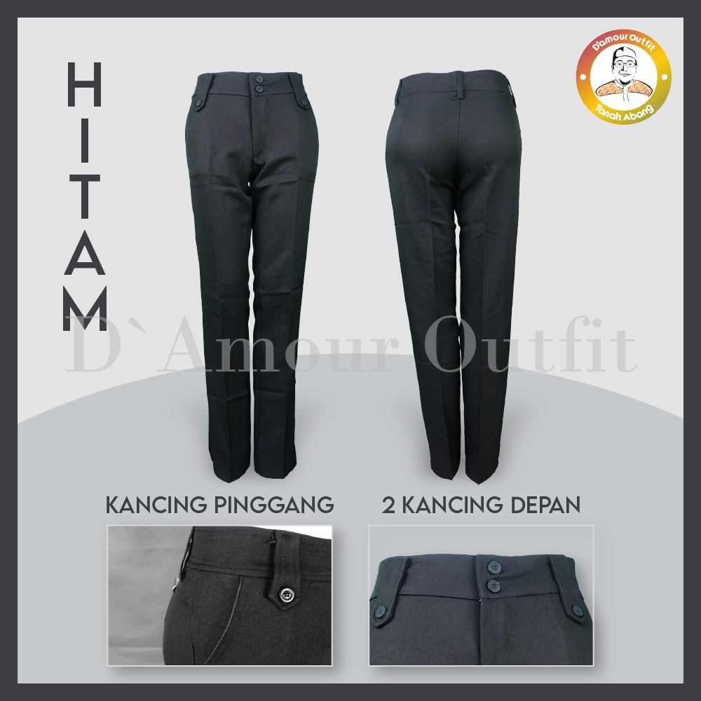 Celana Panjang Wanita Polos Pakaian Kerja Formal Kantoran Clana Bahan Cewek Kantor Dewasa Anak Motif Salur Garis Kotak Slim Fit Highwaist Baggy Pants Tartan Pinggang Karet Perempuan Korean Style Cewe Jumbo Big Size