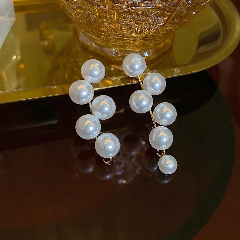 1 Pasang Anting Stud Tali Mutiara Anggur Gaya Vintage Untuk Aksesoris Perhiasan Wanita