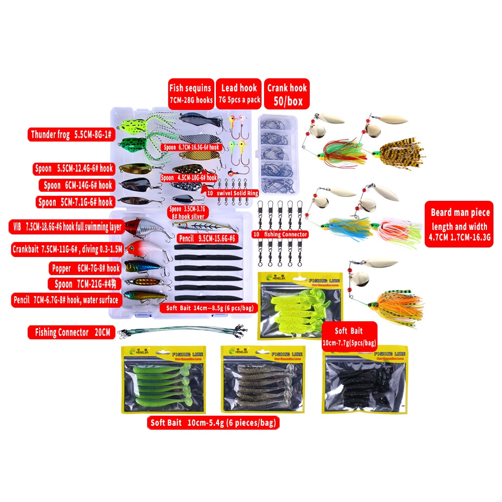 Hengjia Set Umpan Pancing Hardlure Bentuk Ikan Kecil Spinner Bahan Plastik