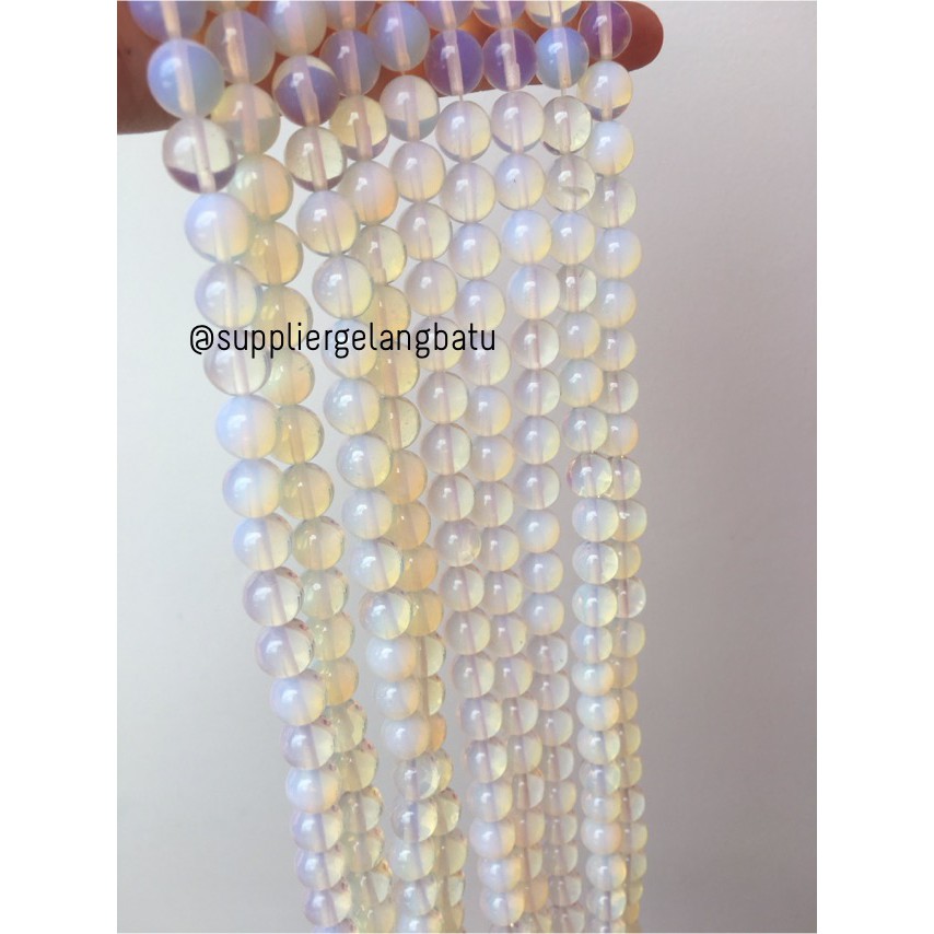 Moonstone opalite 10mm ready stock glow bahan gelang kalung murah akik asli tembus cahaya senter