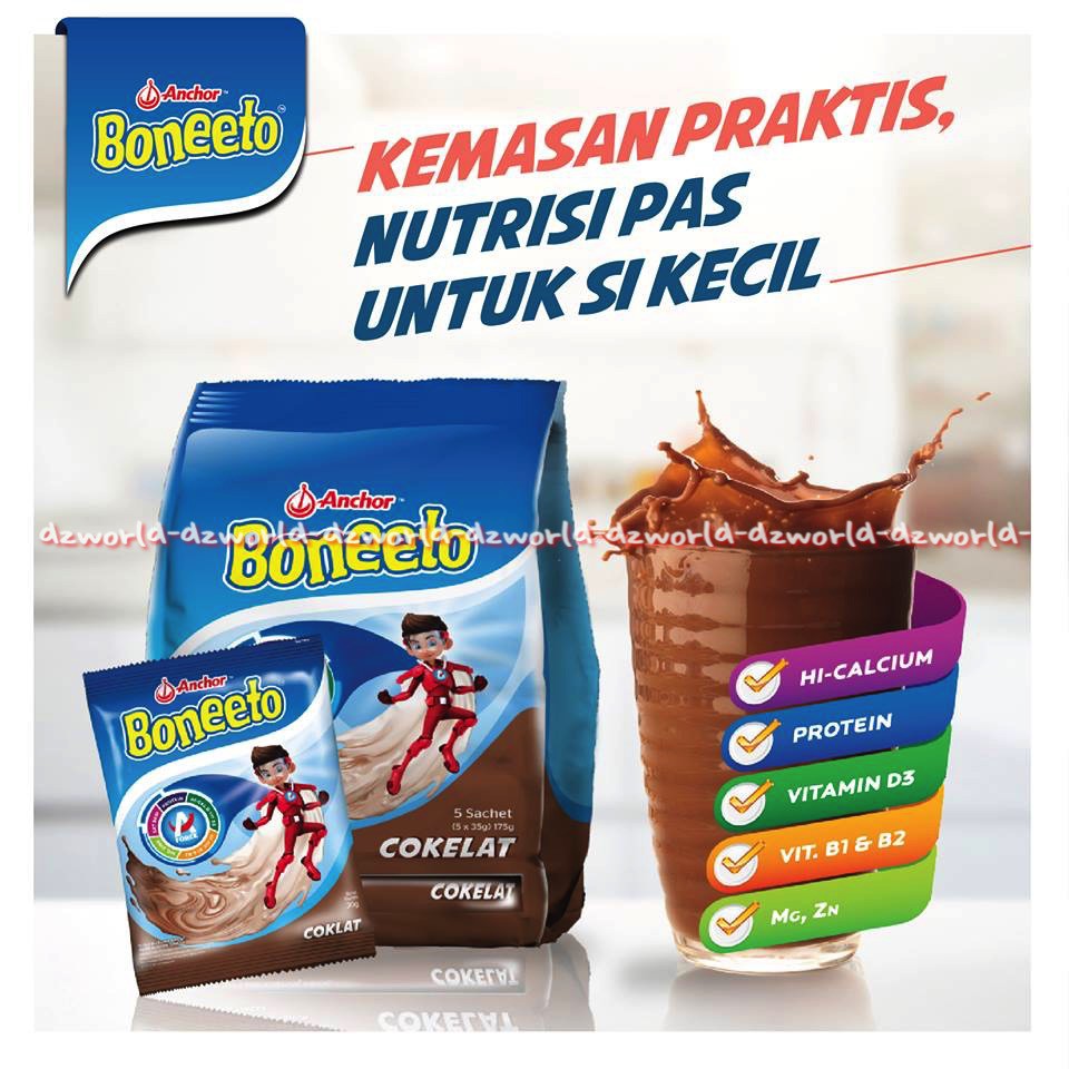 Boneeto Cokelat Anchor Susu Formula 5sachet Mengandung Kalsium Tinggi