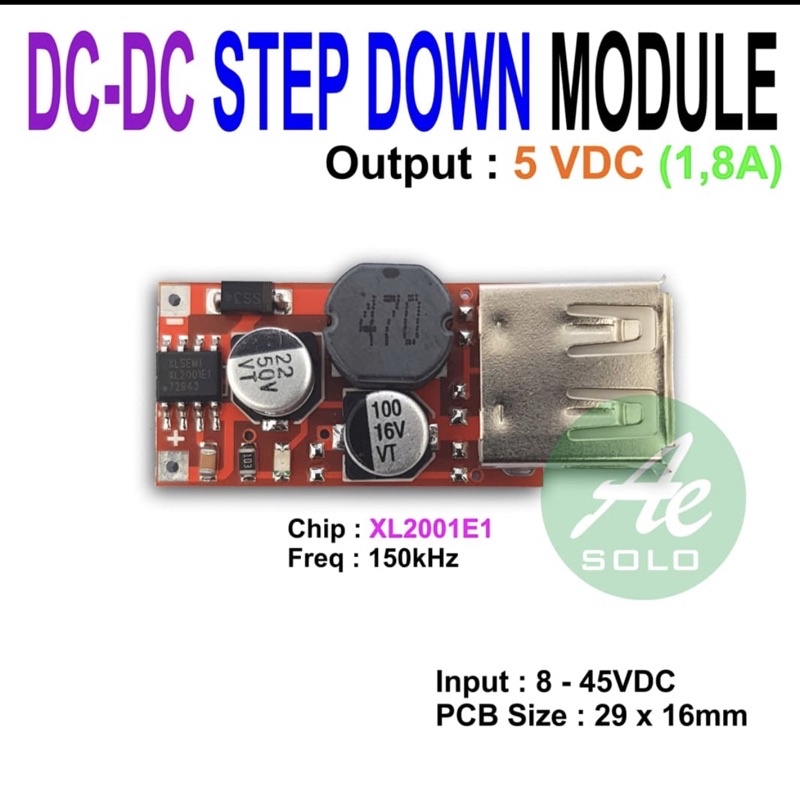 Modul DC stepdown 5V USB female