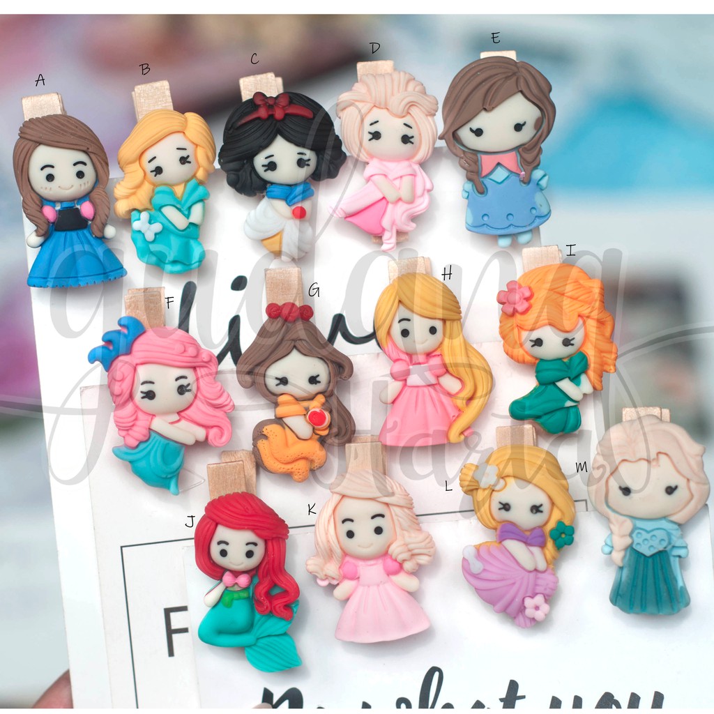 Wooden Clip Karakter Princess Penjepit Foto Lucu Unik GH 310004