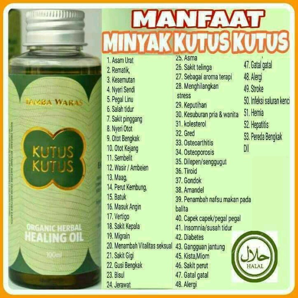 Minyak HERBAL Kutus Kutus ~ Kutuskutus ~Organic Healing Oil Asli Tamba