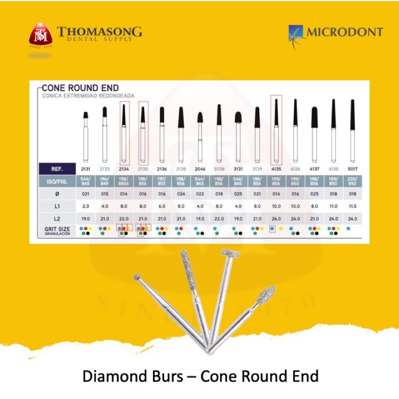 Microdont Diamond Bur Fissure Shape
