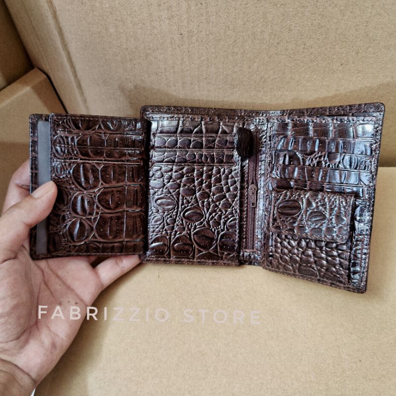 dompet berdiri pria croco elegant kulit asli