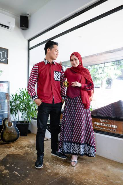 COUPLE GAMIS BATIK KOMBINASI ,SARIMBIT BATIK MODERN COUPLE GAMIS KONDANGAN COUPLE GAMIS RAMADHAN BAJU LEBARAN