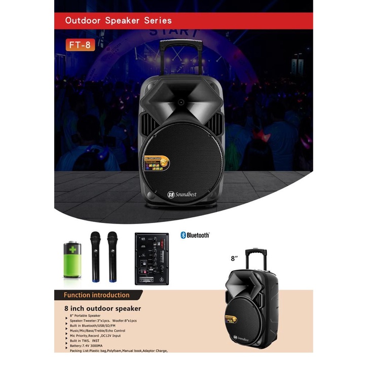 SOUNDBEST SPEAKER PORTABLE MEETING 8 INCH FT8 FT-8 FT 8 Original