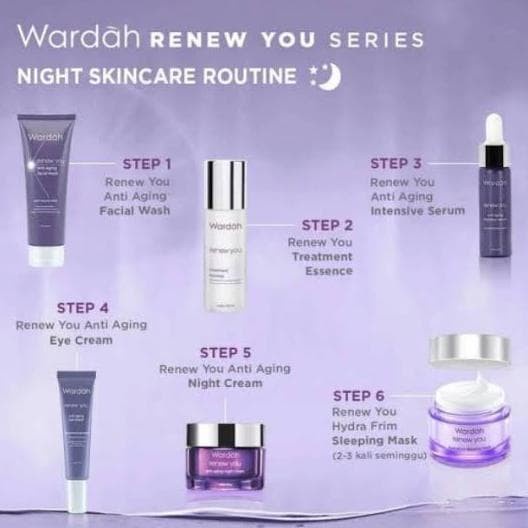 Wardah Renew You Anti Aging Eye Cream 10 ml - Krim Mata Anti Aging dengan Apple PhytoCell Extrac - Skincare BPOM Halal Ungu