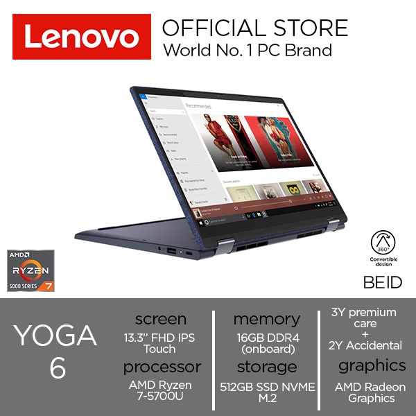 Lenovo Yoga 6 BEID AMD Ryzen 7/16GB/512SSD/RADEON GRAPHICS/13.3" TOUCH/WIN 11/ABYSS BLUE