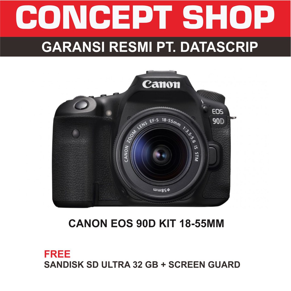 CANON EOS 90D KIT 18-55MM IS STM BLACK RESMI. EOS 90