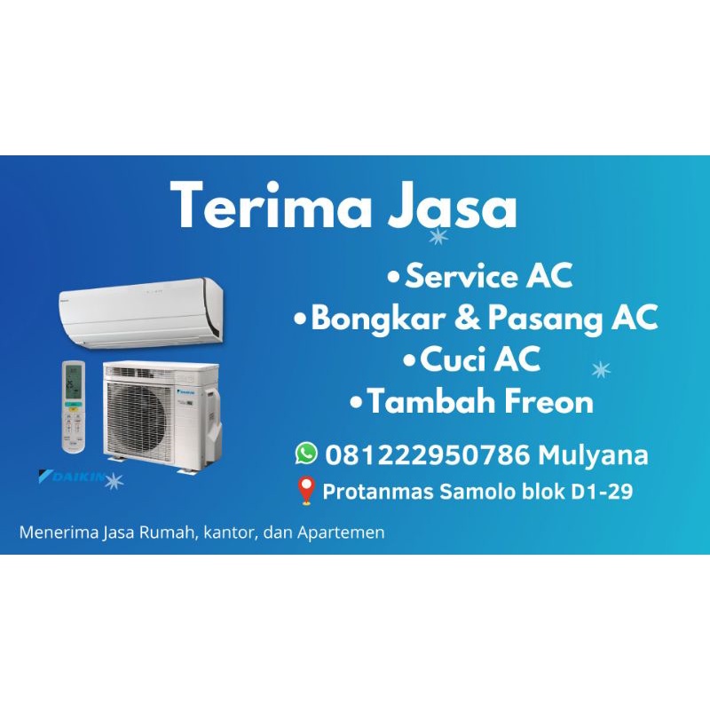 Jasa Servis AC, Cuci AC, Tambah Freon, Isi Freon dll.